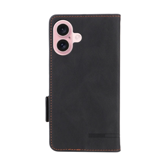 For iPhone 16 Plus Magnetic Clasp Leather Phone Case(Black)