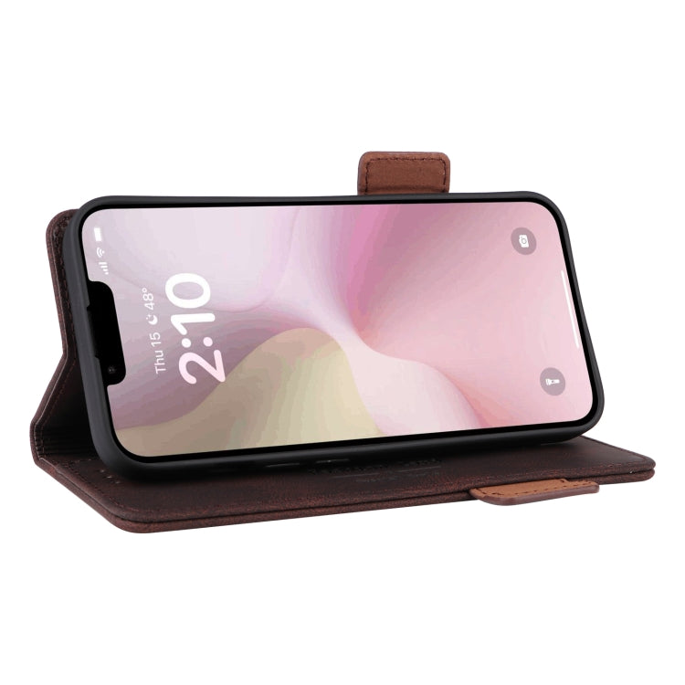 For iPhone 16e Magnetic Clasp Leather Phone Case(Brown) - iPhone 16e Cases by PMC TechLife | Online Shopping South Africa | PMC TechLife | Buy Now Pay Later Mobicred