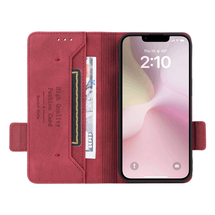 For iPhone 16e Magnetic Clasp Leather Phone Case(Red) - iPhone 16e Cases by PMC TechLife | Online Shopping South Africa | PMC TechLife | Buy Now Pay Later Mobicred