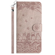 For Samsung Galaxy S25+ 5G Cat Embossing Pattern Leather Phone Case with Lanyard(Grey)
