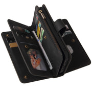 For iPhone 16 Pro Skin Feel Multi Card Slots Zipper Wallet Leather Phone Case(Black)