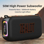 Zealot S85 50W Outdoor Water-resistant Portable Bluetooth Speaker(Black)