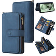 For Samsung Galaxy S24 FE 5G Skin Feel Multi Card Slots Zipper Wallet Leather Phone Case(Blue) - Galaxy S24 FE 5G Cases by PMC Jewellery | Online Shopping South Africa | PMC Jewellery | Buy Now Pay Later Mobicred