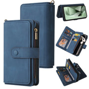 For Samsung Galaxy S24 FE 5G Skin Feel Multi Card Slots Zipper Wallet Leather Phone Case(Blue)