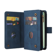 For Samsung Galaxy S24 FE 5G Skin Feel Multi Card Slots Zipper Wallet Leather Phone Case(Blue)