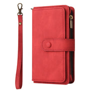 For Samsung Galaxy S25 Ultra 5G Skin Feel Multi Card Slots Zipper Wallet Leather Phone Case(Red)