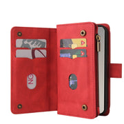 For Samsung Galaxy S25 Ultra 5G Skin Feel Multi Card Slots Zipper Wallet Leather Phone Case(Red)