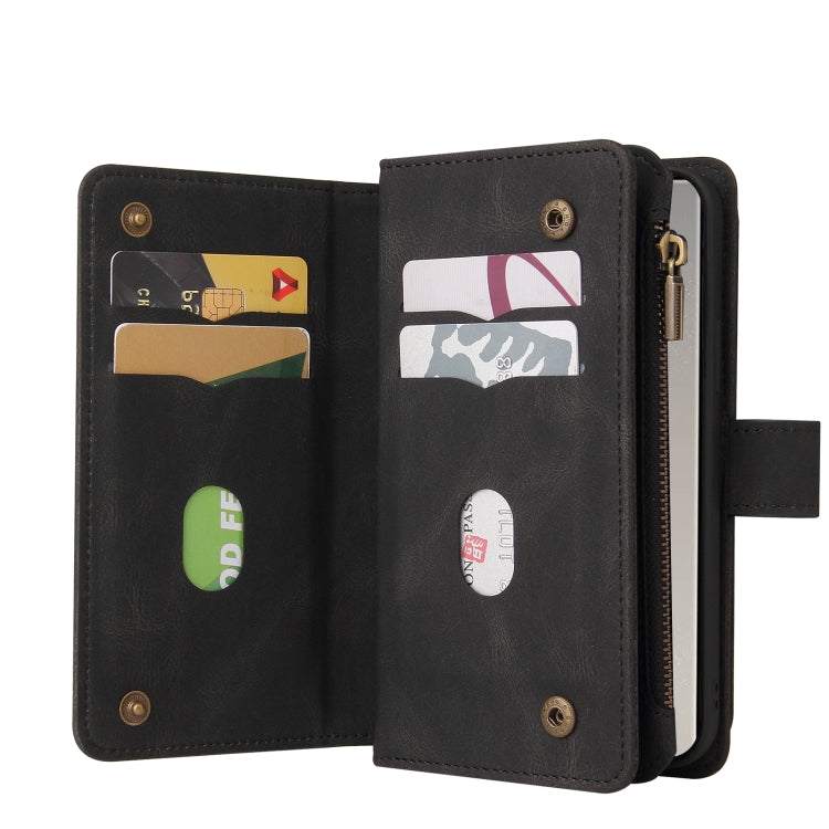 For Samsung Galaxy S25 Ultra 5G Skin Feel Multi Card Slots Zipper Wallet Leather Phone Case(Black) - Galaxy S25 Ultra 5G Cases by PMC Jewellery | Online Shopping South Africa | PMC Jewellery | Buy Now Pay Later Mobicred