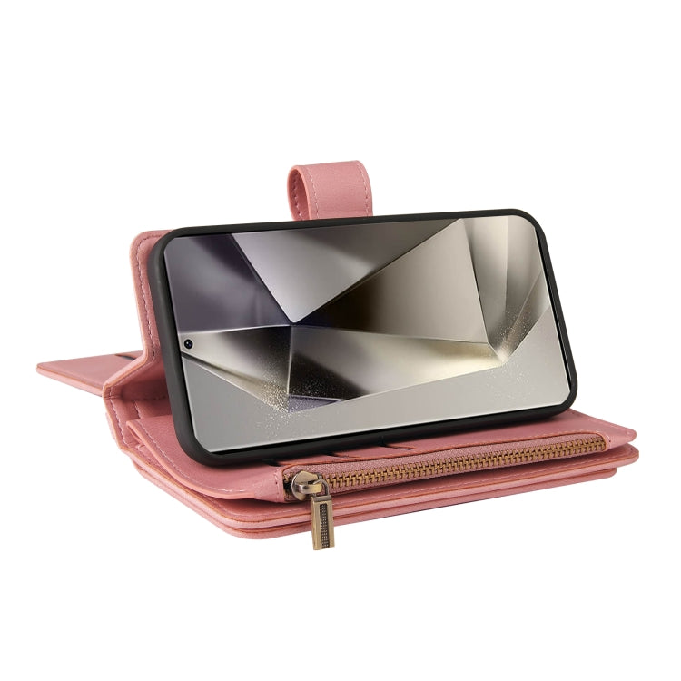 For Samsung Galaxy S25 Ultra 5G Skin Feel Multi Card Slots Zipper Wallet Leather Phone Case(Pink) - Galaxy S25 Ultra 5G Cases by PMC Jewellery | Online Shopping South Africa | PMC Jewellery | Buy Now Pay Later Mobicred
