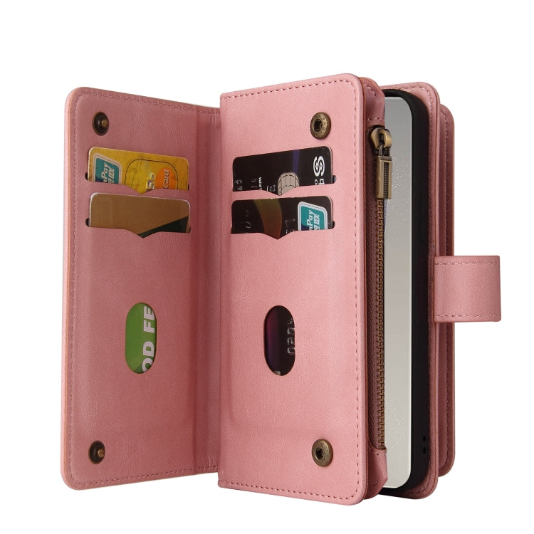 For Samsung Galaxy S25 Ultra 5G Skin Feel Multi Card Slots Zipper Wallet Leather Phone Case(Pink) - Galaxy S25 Ultra 5G Cases by PMC Jewellery | Online Shopping South Africa | PMC Jewellery | Buy Now Pay Later Mobicred