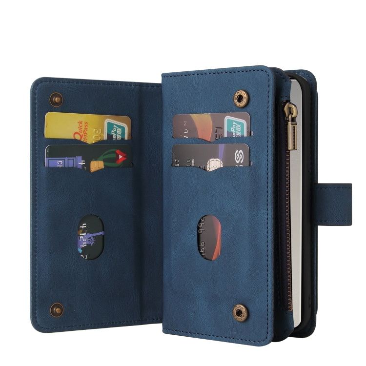 For Samsung Galaxy S25 Ultra 5G Skin Feel Multi Card Slots Zipper Wallet Leather Phone Case(Blue) - Galaxy S25 Ultra 5G Cases by PMC Jewellery | Online Shopping South Africa | PMC Jewellery | Buy Now Pay Later Mobicred
