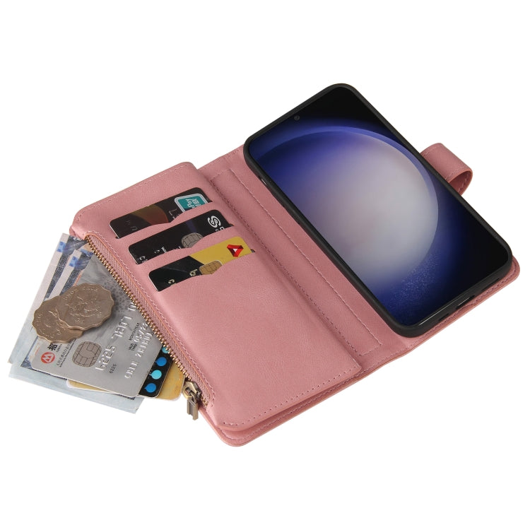 For Samsung Galaxy S25+ / S24+ 5G Skin Feel Multi Card Slots Zipper Wallet Leather Phone Case(Pink) - Galaxy S25+ 5G Cases by PMC Jewellery | Online Shopping South Africa | PMC Jewellery | Buy Now Pay Later Mobicred