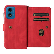 For Motorola Moto G04 / G24 Skin Feel Multi Card Slots Zipper Wallet Leather Phone Case(Red)
