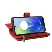 For Motorola Moto G04 / G24 Skin Feel Multi Card Slots Zipper Wallet Leather Phone Case(Red)