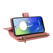 For Motorola Moto G04 / G24 Skin Feel Multi Card Slots Zipper Wallet Leather Phone Case(Pink)
