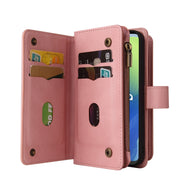 For Motorola Moto G04 / G24 Skin Feel Multi Card Slots Zipper Wallet Leather Phone Case(Pink)