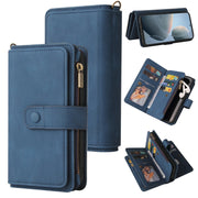 For Motorola Moto G04 / G24 Skin Feel Multi Card Slots Zipper Wallet Leather Phone Case(Blue)