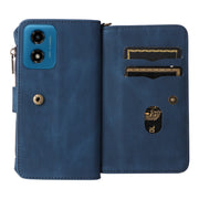 For Motorola Moto G04 / G24 Skin Feel Multi Card Slots Zipper Wallet Leather Phone Case(Blue)