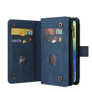 For Motorola Moto G04 / G24 Skin Feel Multi Card Slots Zipper Wallet Leather Phone Case(Blue)