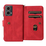 For Motorola Moto G85 Skin Feel Multi Card Slots Zipper Wallet Leather Phone Case(Red)