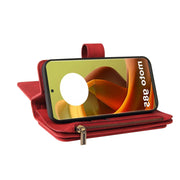 For Motorola Moto G85 Skin Feel Multi Card Slots Zipper Wallet Leather Phone Case(Red)