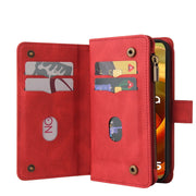For Motorola Moto G85 Skin Feel Multi Card Slots Zipper Wallet Leather Phone Case(Red)