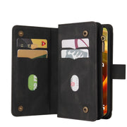 For Motorola Moto G85 Skin Feel Multi Card Slots Zipper Wallet Leather Phone Case(Black)