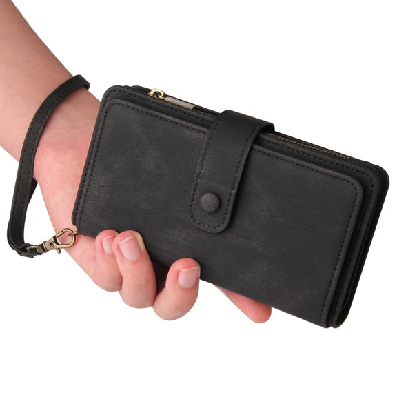 For Motorola Moto G85 Skin Feel Multi Card Slots Zipper Wallet Leather Phone Case(Black)