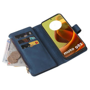 For Motorola Moto G85 Skin Feel Multi Card Slots Zipper Wallet Leather Phone Case(Blue)