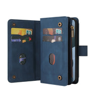 For Redmi K70 Skin Feel Multi Card Slots Zipper Wallet Leather Phone Case(Blue)