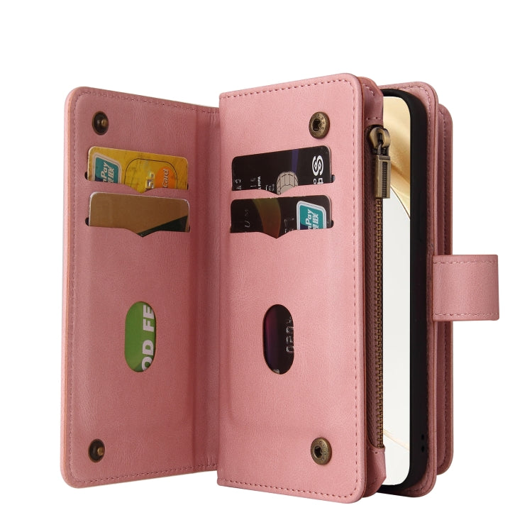For Honor 200 Skin Feel Multi Card Slots Zipper Wallet Leather Phone Case(Pink)