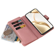For Honor 200 Pro Skin Feel Multi Card Slots Zipper Wallet Leather Phone Case(Pink)