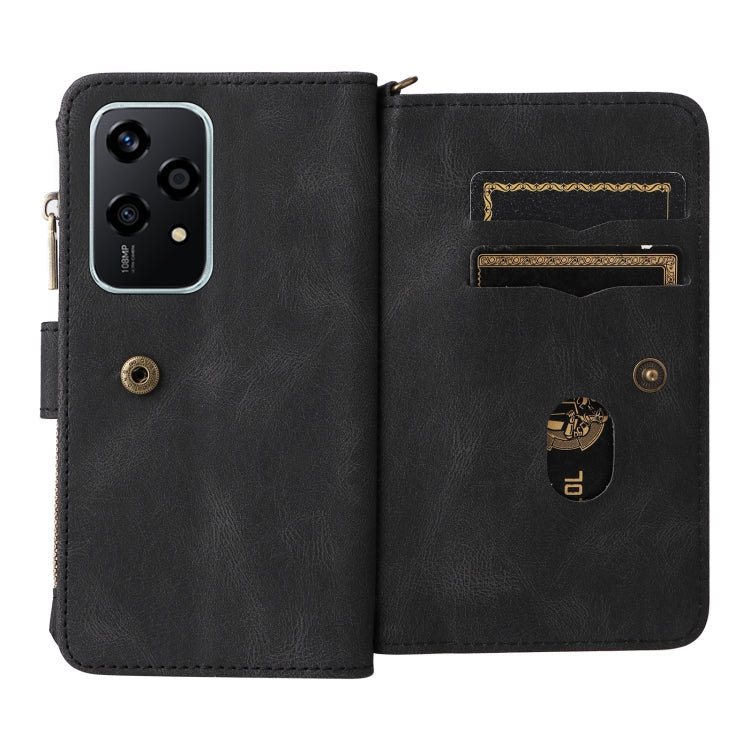 For Honor 200 Lite Global Skin Feel Multi Card Slots Zipper Wallet Leather Phone Case(Black) - Honor Cases by PMC TechLife | Online Shopping South Africa | PMC TechLife | Buy Now Pay Later Mobicred