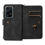 For Honor 200 Lite Global Skin Feel Multi Card Slots Zipper Wallet Leather Phone Case(Black)