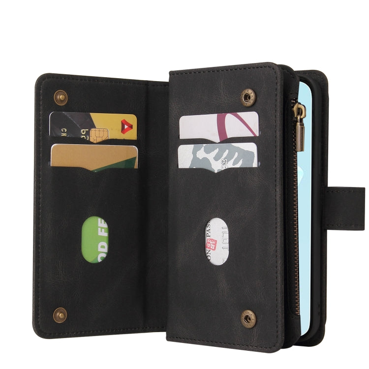 For Honor 200 Lite Global Skin Feel Multi Card Slots Zipper Wallet Leather Phone Case(Black) - Honor Cases by PMC TechLife | Online Shopping South Africa | PMC TechLife | Buy Now Pay Later Mobicred