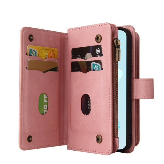 For Honor 200 Lite Global Skin Feel Multi Card Slots Zipper Wallet Leather Phone Case(Pink)