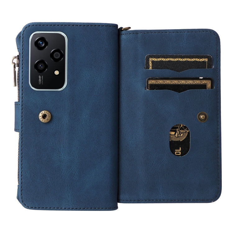 For Honor 200 Lite Global Skin Feel Multi Card Slots Zipper Wallet Leather Phone Case(Blue) - Honor Cases by PMC TechLife | Online Shopping South Africa | PMC TechLife | Buy Now Pay Later Mobicred