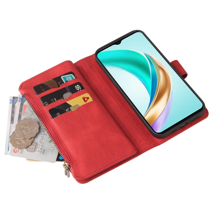 For Honor X6b Skin Feel Multi Card Slots Zipper Wallet Leather Phone Case(Red) - Honor Cases by PMC TechLife | Online Shopping South Africa | PMC TechLife | Buy Now Pay Later Mobicred