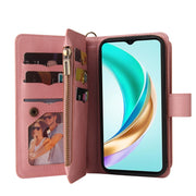 For Honor X6b Skin Feel Multi Card Slots Zipper Wallet Leather Phone Case(Pink)