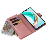 For Honor X6b Skin Feel Multi Card Slots Zipper Wallet Leather Phone Case(Pink)