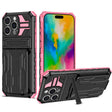 For iPhone 16 Pro Max Kickstand Armor Card Wallet Phone Case(Pink) - iPhone 16 Pro Max Cases by PMC TechLife | Online Shopping South Africa | PMC TechLife | Buy Now Pay Later Mobicred