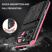 For iPhone 16 Pro Max Kickstand Armor Card Wallet Phone Case(Pink)