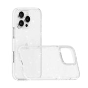 For iPhone 16 Pro Max Dual Color Clear Glitter TPU + TPE Full Coverage Phone Case(Glitter White)