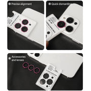 For iPhone 16 Pro / 16 Pro Max HD Lens Protective Film with Diamond(Rose Red)