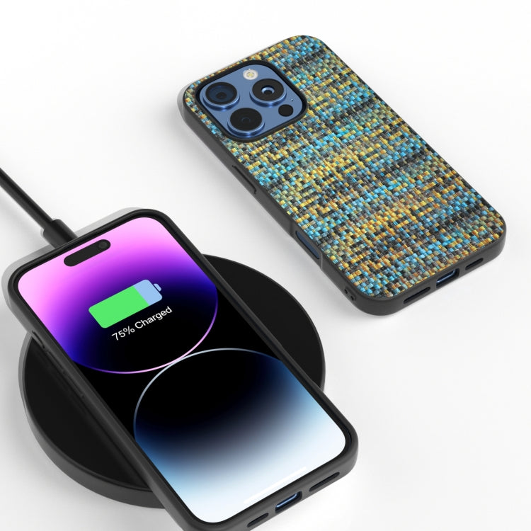 For iPhone 16 Pro Black Frame Color Lattice Texture PU Phone Case(Gold) - iPhone 16 Pro Cases by PMC TechLife | Online Shopping South Africa | PMC TechLife | Buy Now Pay Later Mobicred