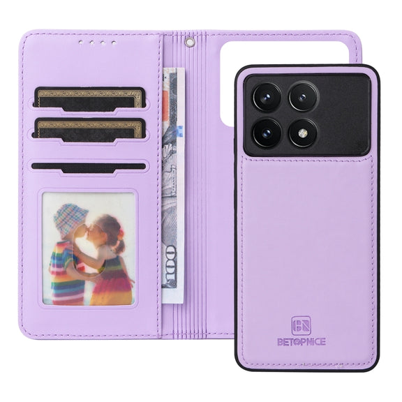 For Redmi K70 / K70 Pro BETOPNICE BN-005 2 in 1 Detachable Imitate Genuine Leather Phone Case(Light Purple)