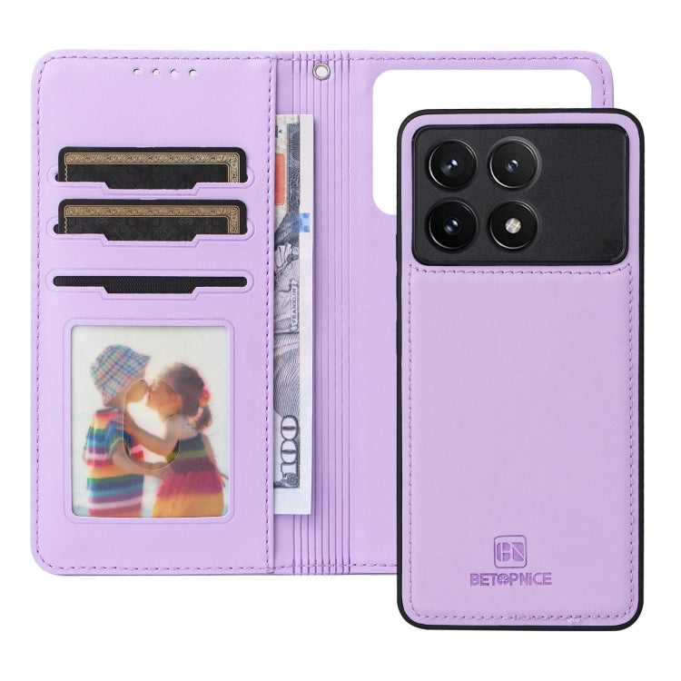 For Redmi K70 / K70 Pro BETOPNICE BN-005 2 in 1 Detachable Imitate Genuine Leather Phone Case(Light Purple)