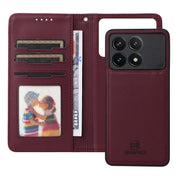 For Redmi K70 / K70 Pro BETOPNICE BN-005 2 in 1 Detachable Imitate Genuine Leather Phone Case(Wine Red)