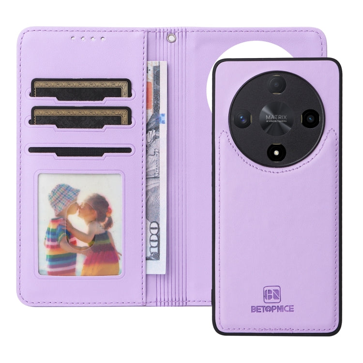 For Honor Magic6 Lite 5G BETOPNICE BN-005 2 in 1 Detachable Imitate Genuine Leather Phone Case(Light Purple)