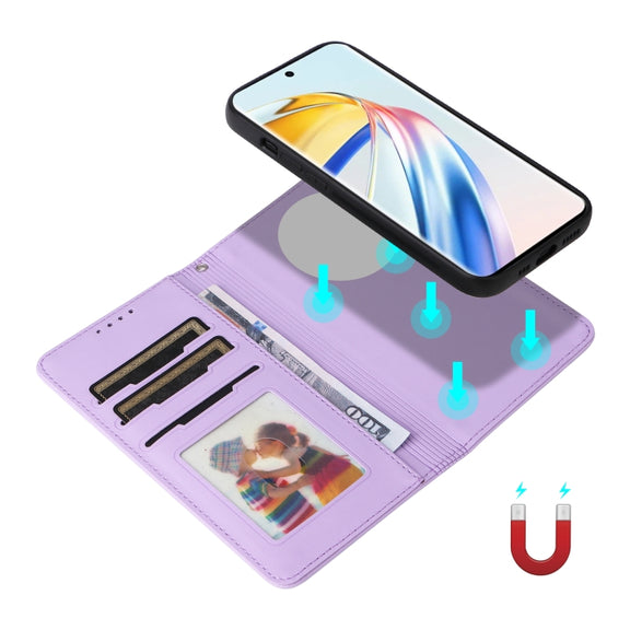 For Honor Magic6 Lite 5G BETOPNICE BN-005 2 in 1 Detachable Imitate Genuine Leather Phone Case(Light Purple)